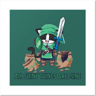 Cute tuxedo cat adventurer All shiny things are mine Posters and Art